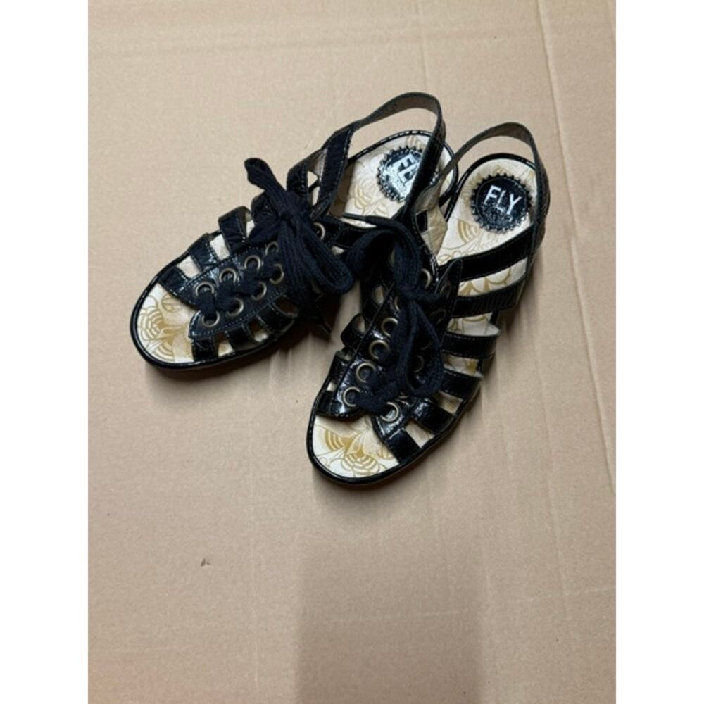 Fly London Strappy Lace Wedge Boho Size 39 EUC